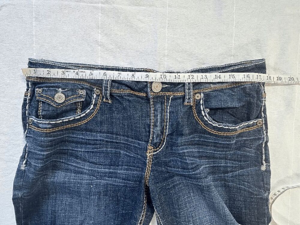 Hydraulic Low Rise Stretch Jeans Size 13/14 Distressed/Thrashed Wide Stitch Y2K - Picture 5 of 7